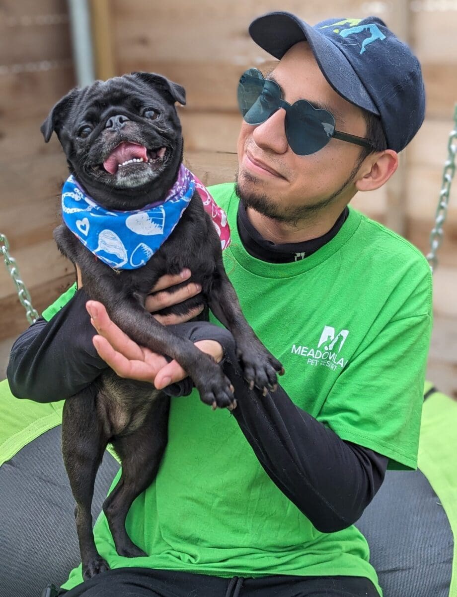 Meadowlake employee with dog